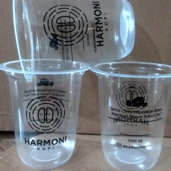 sablon gelas plastik 16 oz oval