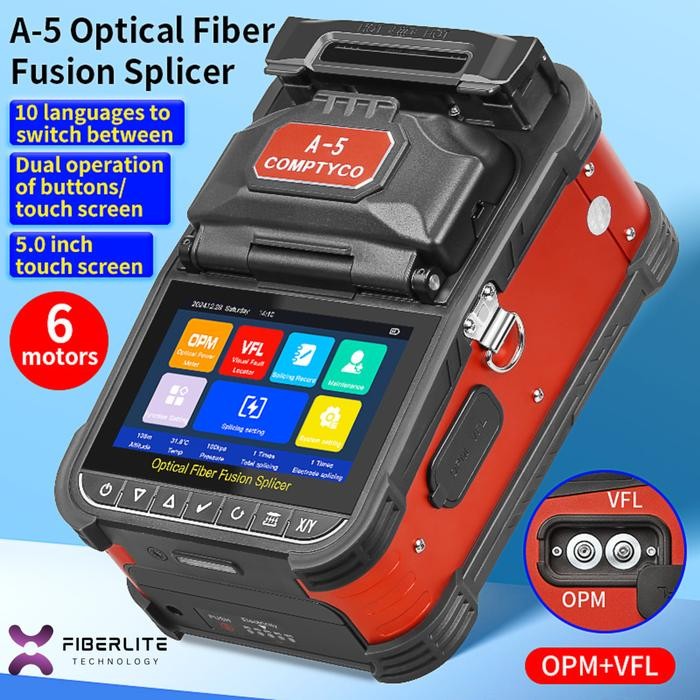 Fusion Splicer 6 Motors A-5 COMPTYCO Fiber Optic Splicer Touchscreen 6 MOTOR