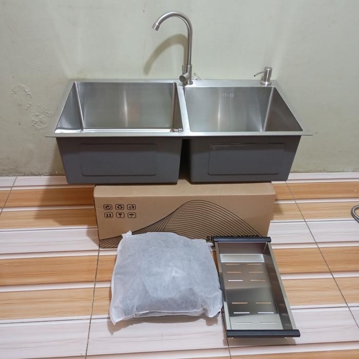 murah kitchen sink 2 lubang 8245/komplit bak cuci piring 8245/wastafel 2 lubang 8245