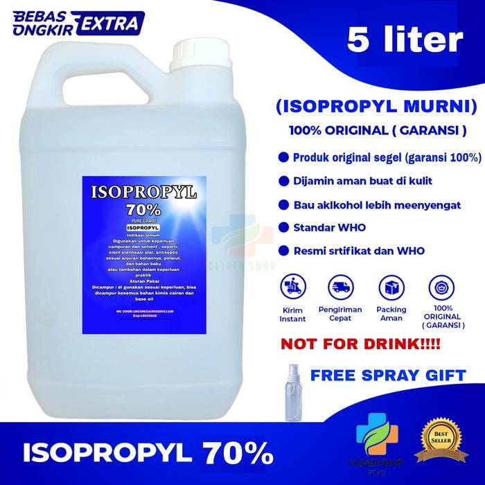 Ready ALKOHOL ISOPROPIL 5 LITER / ALKOHOL TERBAIK/ KEMASAN 5 LITER