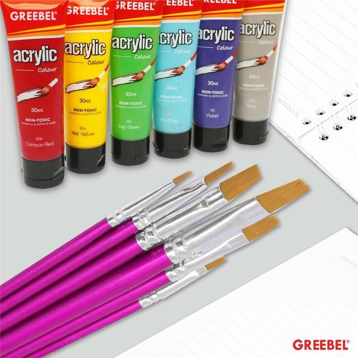 

Bisa Termin! Kuas Lukis Set Brush Greebel Brsh-Ab-6F Paint Brush Flat [1 Set Isi 6]