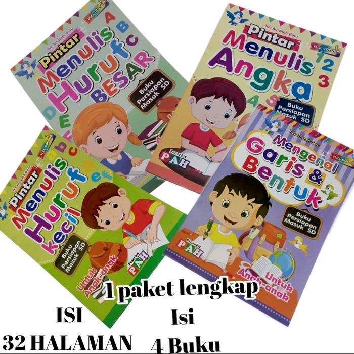 

OJ 4 buku belajar menulis/menebali huruf ,angka,hruf besar,garis&bentuk Stationery