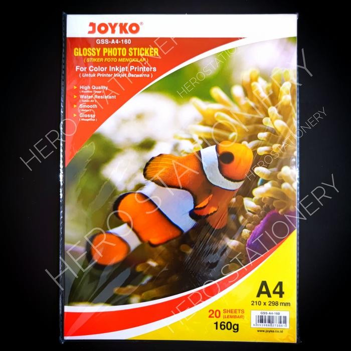 

Kertas sticker print foto glossy/mengkilap A4 joyko GSS-A4-160