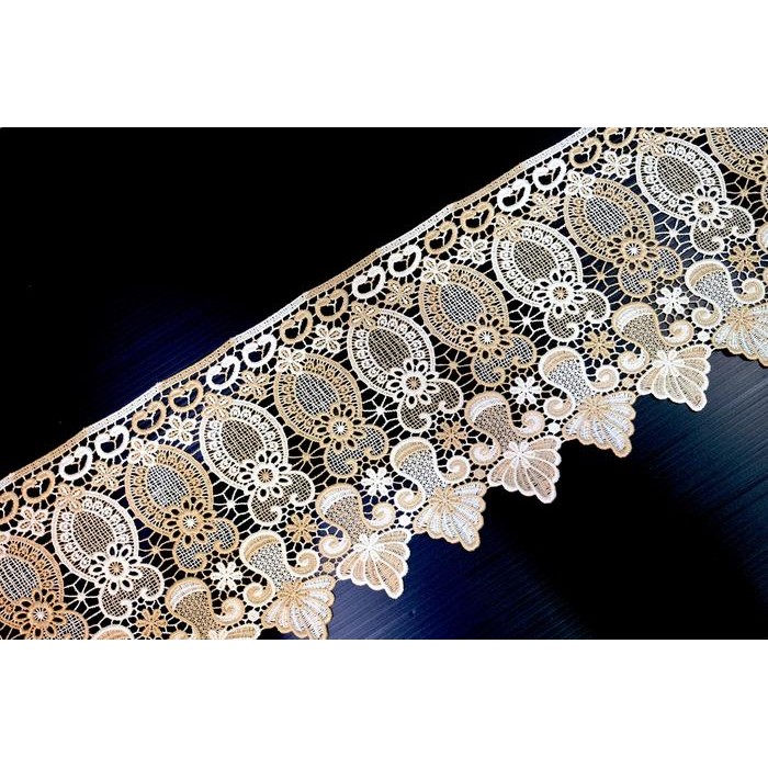 Kain Renda Bordir Giper - (Glv-3018) Bunga Besar - 2 Tone