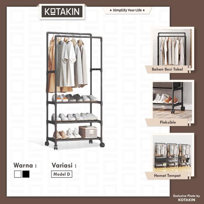 SIAPKIRIM Rak Gantung Baju 3 Susun Pakaian Rak Sepatu Gantung Besi Lemari Aesthetic Besi Tebal