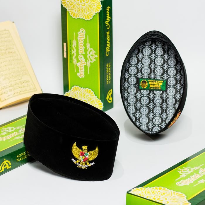 Peci Songkok Kopiah Hitam Motif Logo Garuda Peci Muslim Pria Anak Anak Dan Dewasa Terbaru Bordir