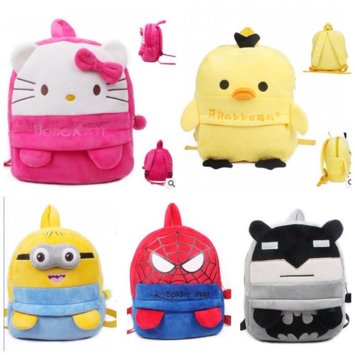 ASLI Tas ransel sekolah anak MK kids backpack bag import beludru karakter READY STOCK