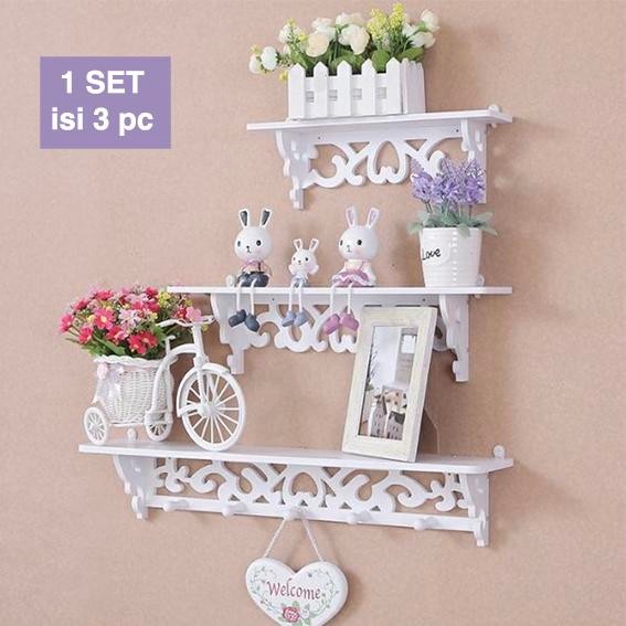 

New Rak Dinding Vintage Minimalis 1 Set Isi 3 Ukuran Berbeda Gantungan