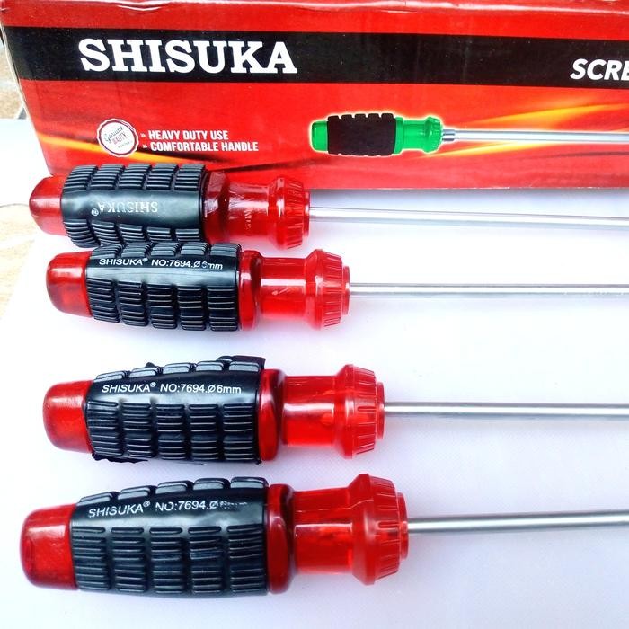 Obeng Plus(+) Gagang Karet 6 Inch Shisuka/Obeng Karet 6" Termurah