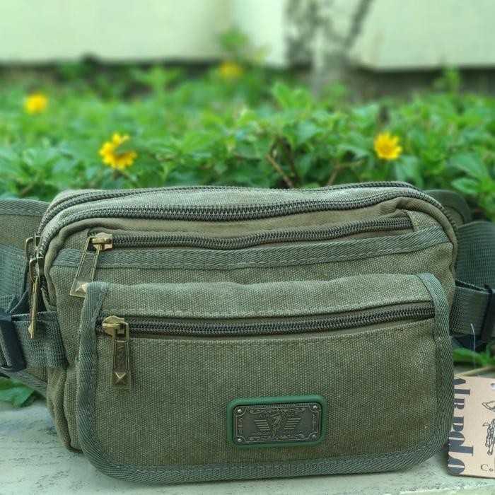 Ready Tas Pinggang Pria Waistbag Pria Import Kanvas Banyak Ruang