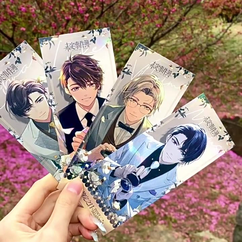 Anime Tears of Themis 4Pcs/Set Standing Painting HD Laser Paper Double-sided Gilded Bookmark Postcar