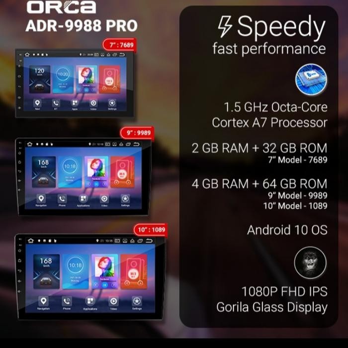 ANDROID ORCA ADR-9988 PRO+ CAMERA DVR TOYOTA INOVA MANUAL & MATIC 2015