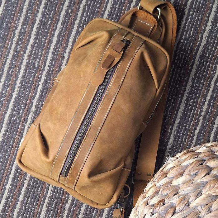 RFL Genuine Leather - Tas Pria Kulit Asli Waist Bag dengan Finishing Crazy Horse - Tas Selempang