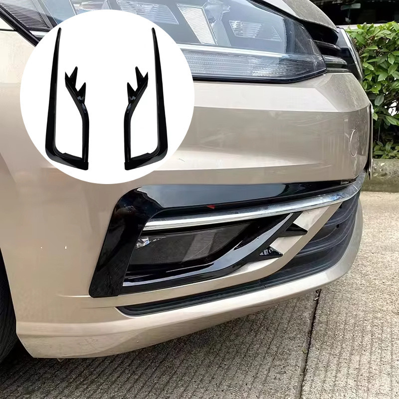 2x Front Bumper Fog Light Grille Cover Trim Wind Knife Razor Style Canards For VW Golf 7 MK7 Golf7 M