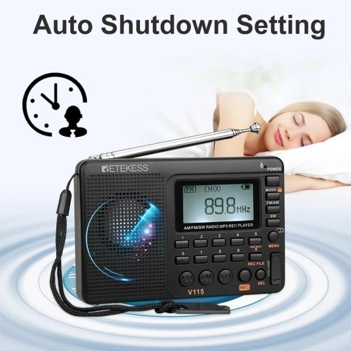 643w- Retekess V115 - Portable Am Fm Digital Radio With Mp3 Player