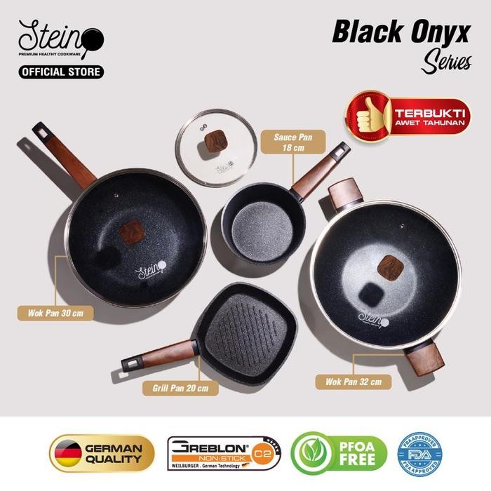 Panci Set Steincookware ONYX SET LENGKAP Sauce Pan Grill Pan Wok Wajan Anti Lengket Granit PFOA Free