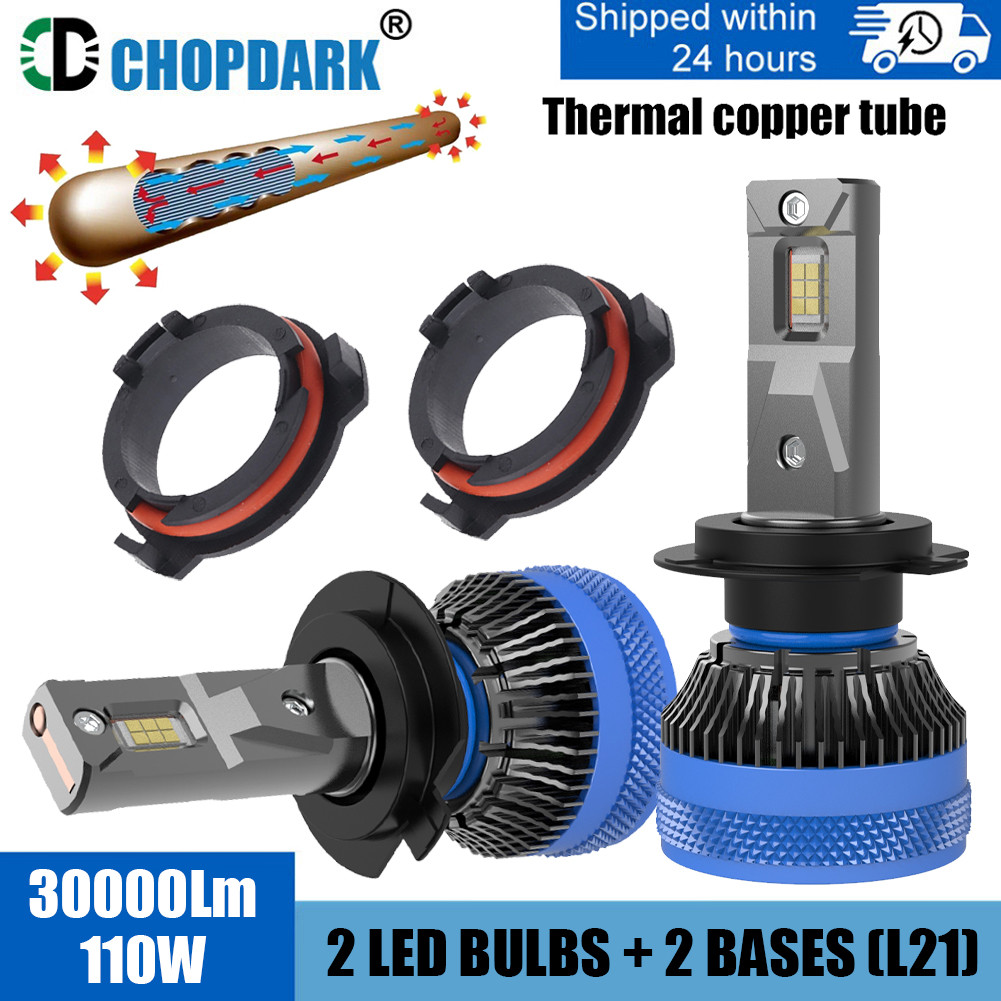 LED H7 Headlight Bulbs and Bases Adapters Holders Retainers 30000Lm