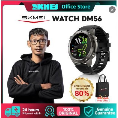 LIVE SKMEI DM56 Smartwatch GPS - Jam Tangan Pria & Olahraga dengan Layar AMOLED 1.43 Inci,