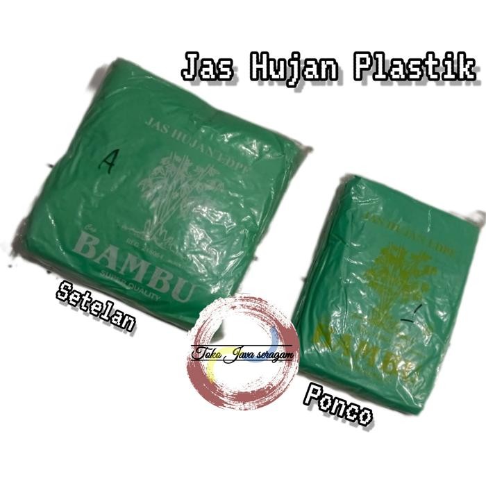 Jas Hujan Plastik Bambu Setelan Ponco Terusan Ldpe Mantel Raincoat