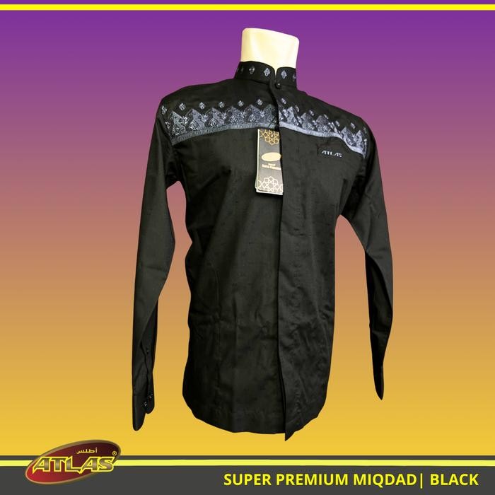 HOT PROMO Baju Koko / Baju Muslim ATLAS Super Premium MIQDAD Bordir Lengan Panjang Stylish,
