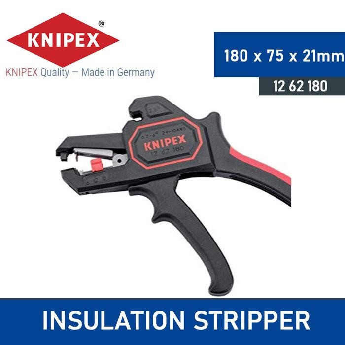 KNIPEX Tang Kupas Kabel 12 62 180 KNIPEX Self-ADJ Insulation Strippers 12 62 180 Pengupas Isolasi