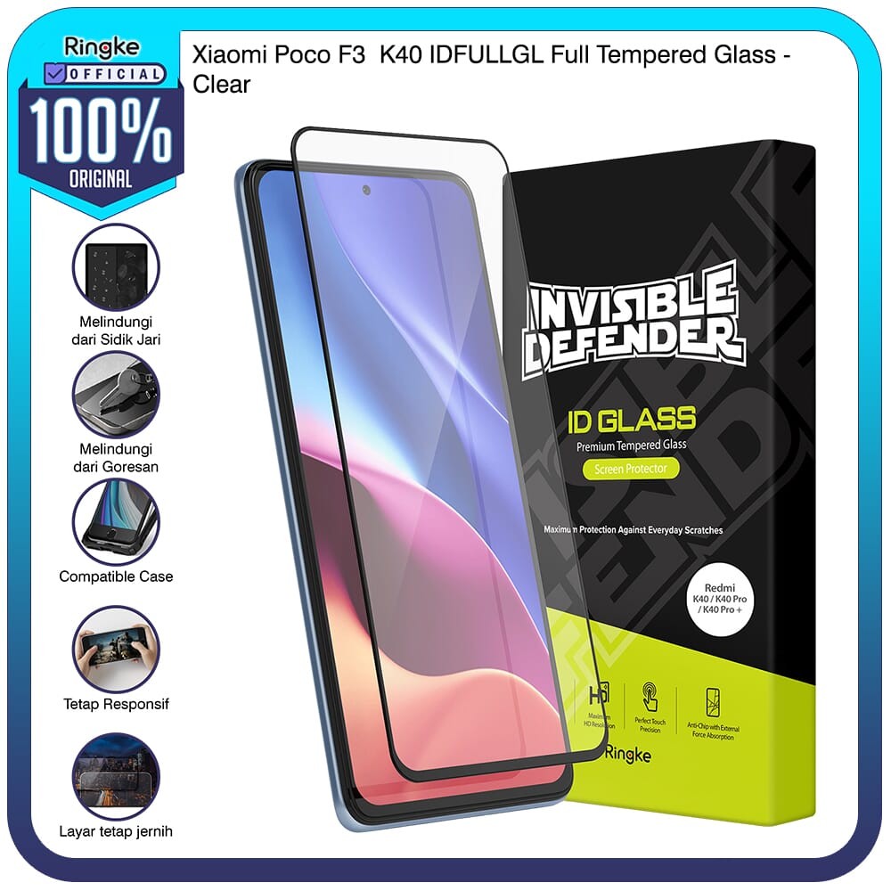 Ringke Xiaomi Poco F3 / K40 Full Tempered Glass Screen Protector Anti Gores IDGL 9H Easy Install