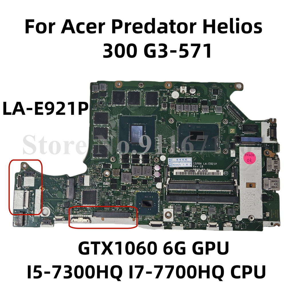 Casing Laptop C5PRH LA-E921P For Acer Predator Helios 300 G3-571 Laptop Motherboard With CPU I5-7300