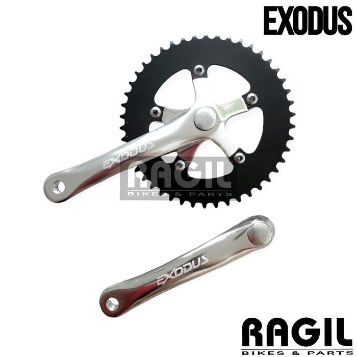 Crank Single 44T 46Texodus Alloy Chrome Sepeda Fixie Mtb Balap Fixed Gear 44 46 T Alumunium Silver