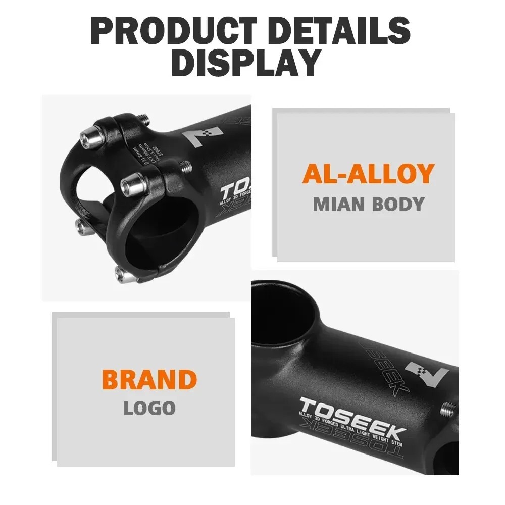 TOSEEK Bicycle Handlebar Stem 60/70/80/90/100mm MTB Stem 28.6mm 31.8mm Negative Power Mtb