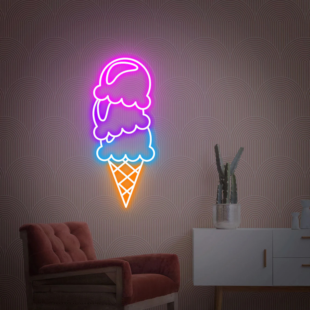 Ice Cream Neon Sign Ice Cream Wall Decor Ice Cream Bar Sign Shop Decoration Kids Room Decor Thday