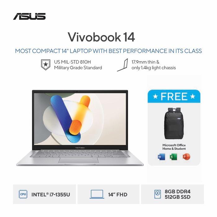 [FREE MOUSE + EARPHONE] ASUS Vivobook 14 A1405VA-VIPS752 - Cool Silver [Intel Core i7-1355U / Intel
