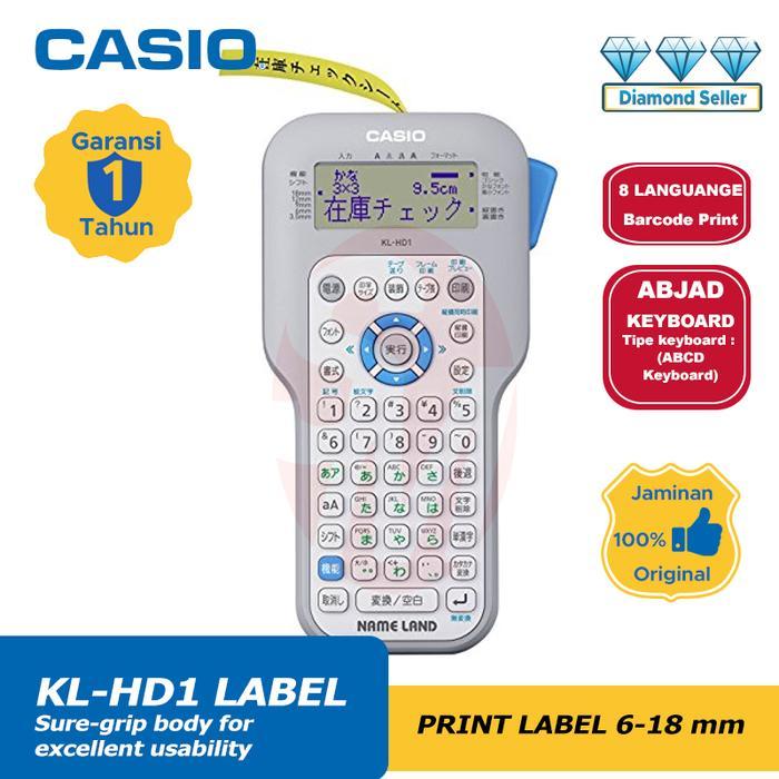 LABEL MESIN CASIO KL-HD1 PRINTING LABEL CETAK NAMA BARCODE PORTABLE