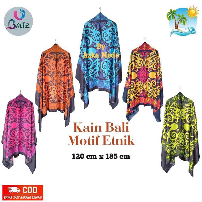 Kain Bali Pantai - Motif Batik Etnik Kalimantan Jumbo - Sarung Bali - Kain Katun Jepang - Kain Untuk