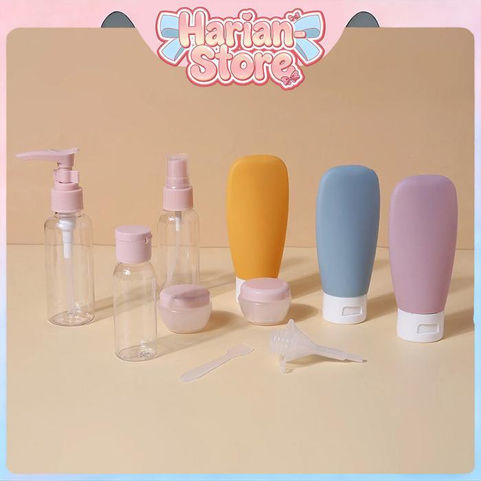 (Harian-Store)Botol Travel Kit Isi 10Pcs H1081 Perlengkapan Lotion Sabun Skincare Praktis Wadah Isi