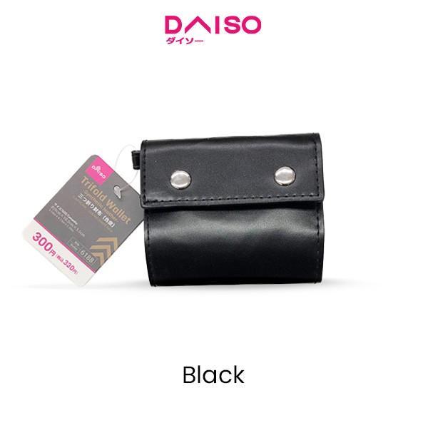 Daiso Trifold Wallet Dompet Lipat Tiga Pria Kulit Sintetis - Hitam -Synthetic leather- - Hitam