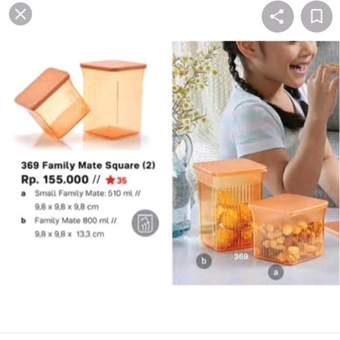 TUPPERWARE TOPLES FAMILY MATE GOLD 510 ML + 800 ML KODE 483