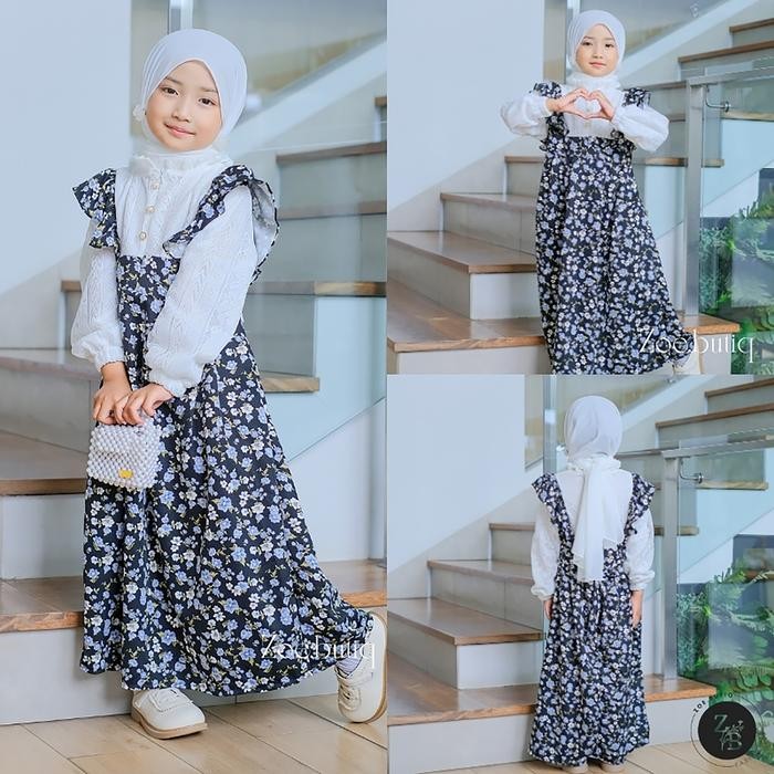 muna Gamis Anak Perempuan Terbaru Lebaran Muslim Mewah Korea Style Fadila Kid Baju Dress Wanita