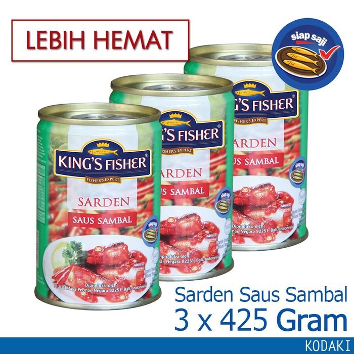 

Mamiseler45 - King'S Fisher Paket 3 Pcs Sarden Saus Sambal 425G Makanan Kaleng Praktis