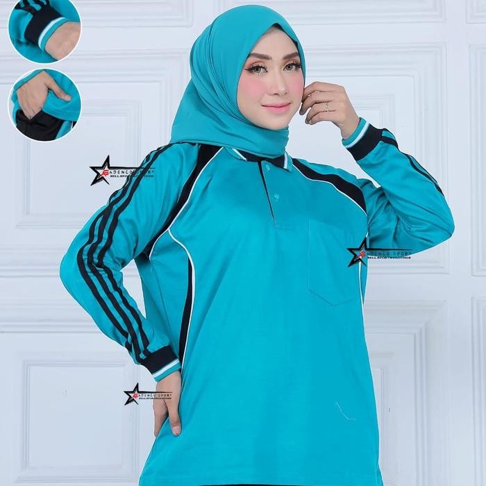 Kaos Olahraga Lengan Panjang / Atasan Baju Olahraga Wanita Muslim Hitam Sport Dewasa Dewasa Polos