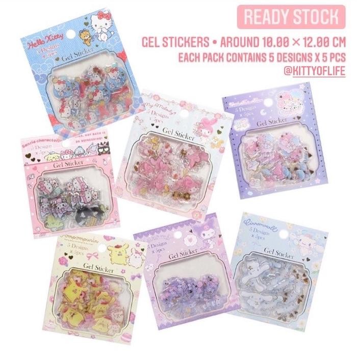 

GEL STICKER SANRIO ORIGINAL EACH PACK CONTAINS 5 DESIGNS X 5 PCS