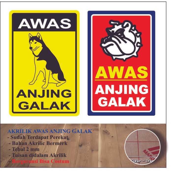 

AWAS ADA ANJING GALAK AKRILIK BAHAN ACRYLIC TEBAL 2 MM