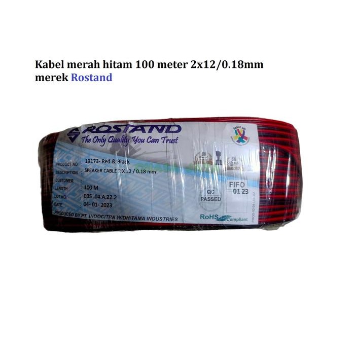 Kabel Speaker Cord 2 X 12/0.18Mm Merah Hitam Rostand