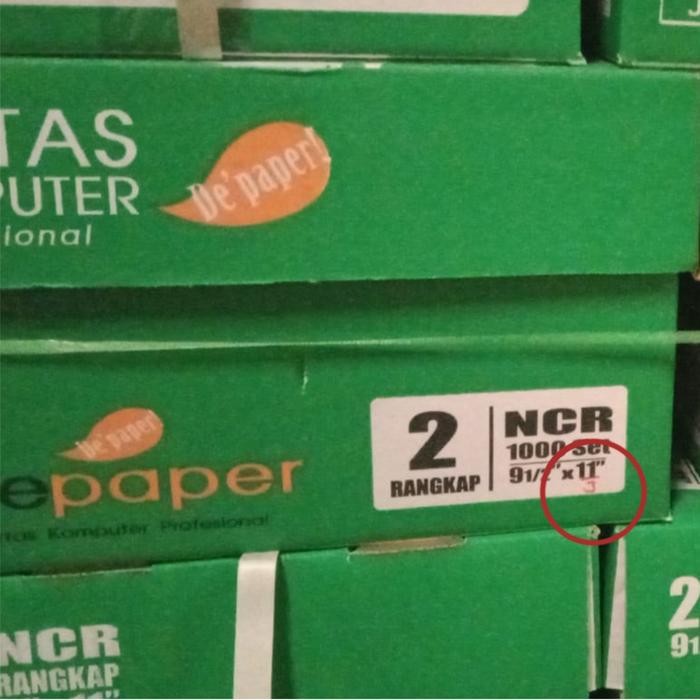 

Continuous form Depaper 91/2 x 11:3 rangkap 2 (2 ply bagi 3)
