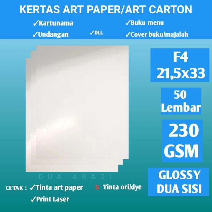 

Pilihan- Kertas Art Carton/Art Paper 230 Gsm F4 Isi 50 Lembar