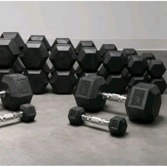 Dumbell Hexagonal - 2 Kg - 25 Kg Rubber Dumbell Barbell Import