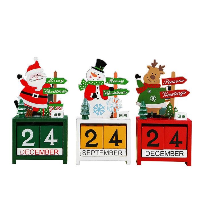 

Kalender Kayu Ornamen Natal Lucu Dekorasi Kado Christmas Santa Snowman