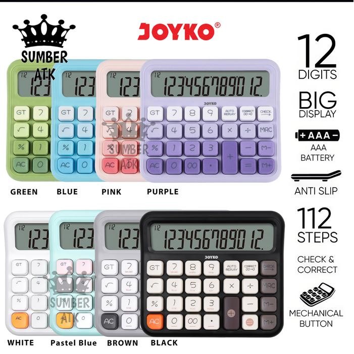 

Calculator Kalkulator Joyko CC-63ACO CC-63BCO CC-63DCO 12 Digits Check & Correct