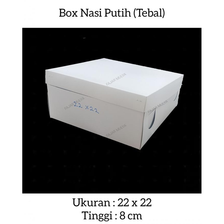 Pilihan- Dus Nasi / Box Nasi Putih / Kotak Nasi / Ukuran 22X22 (Tebal) @25 Pcs