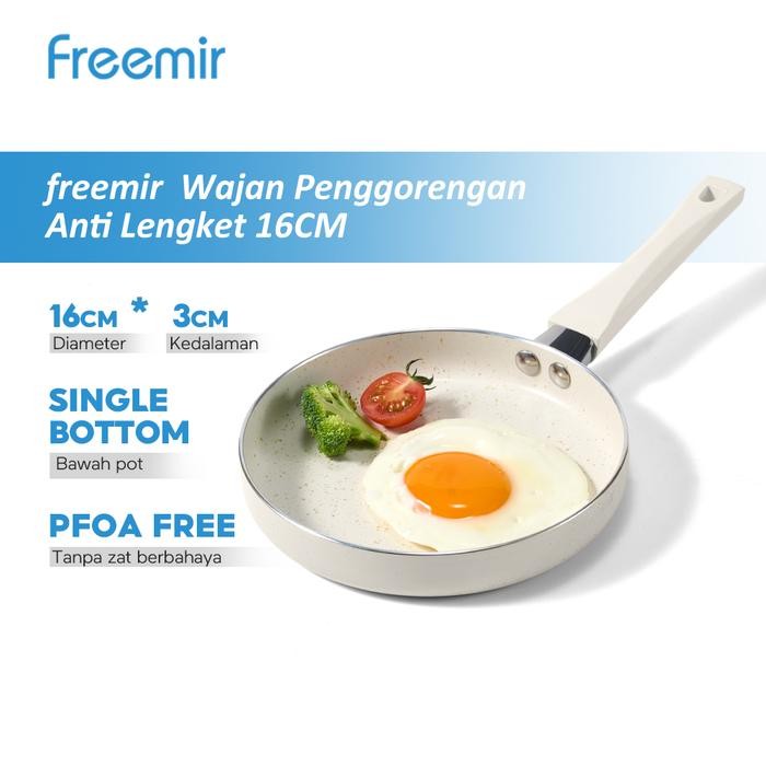 Pilihan- [Big Sale] Freemir Teflon Mini Putih 16Cm Fry Pan + Sutil Masak Sarapan