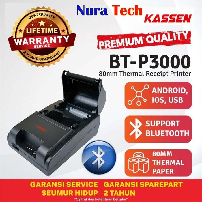 

PRINTER KASIR KASSEN BT-P3000 BT P3000 USB BLUETOOTH THERMAL 80MM